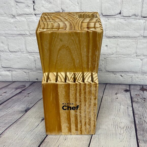 Master Chef Knife Block Wooden 12 Slots - Used Condition - Wear - Picture 1 of 9